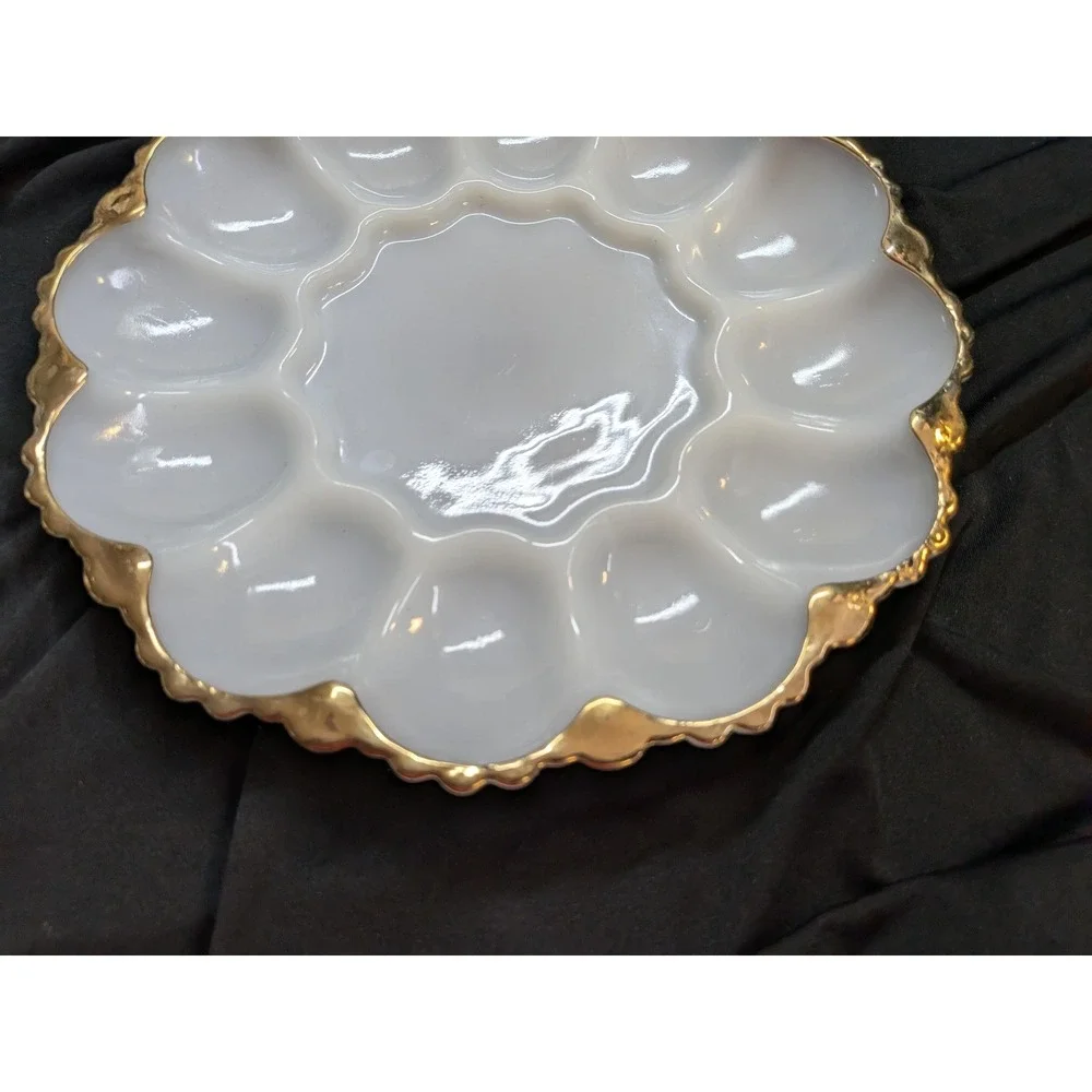 Vintage Milk Glass Anchor Hocking Fire-King Deviled Egg Plate